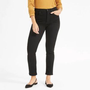 Black High Rise Slim Straight Ankle Jean